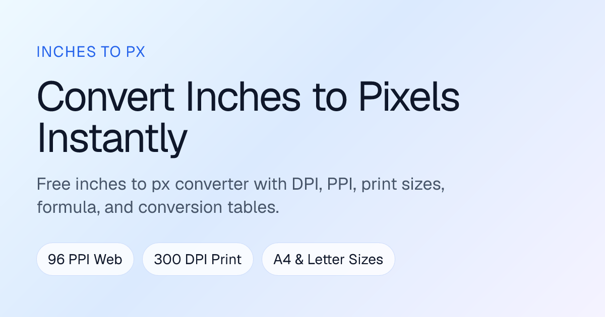Inches to PX Converter | Convert Inches to Pixels Free